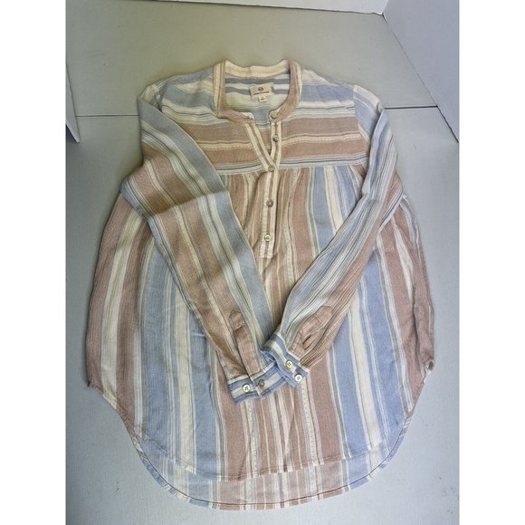 AG Adriano Goldschmeid Claire Shirt Striped Blouse Blue White Red Rayon - Picture 2 of 13